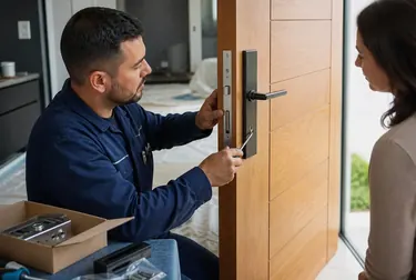 Chaveiro instalando uma fechadura em uma porta em Castanhal.